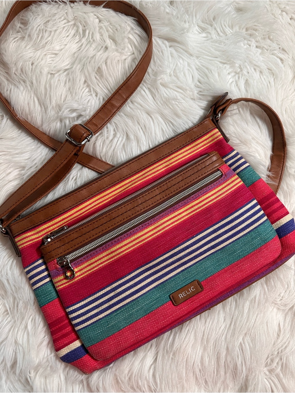 Relic • Colorful Striped Woven Crossbody Purse